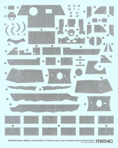 MENG-Model 1:35 German Medium Tank Sd.Kfz.171 Panther Ausf.A Late Producti.Zimmerit Decal A