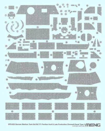 MENG-Model 1:35 German Medium Tank Sd.Kfz.171 Panther Ausf.A Late Producti.Zimmerit Decal C