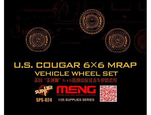 Meng Model 1:35 U.S.Cougar 6x6 MRAP Vehicle Wheel Set