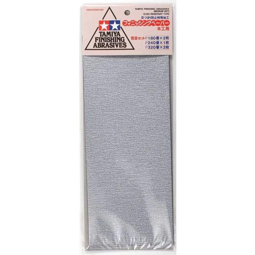 Tamiya Finishing Abrasives Medium Set 2 X P180; 1 X P240 & 2 X P320 Grit