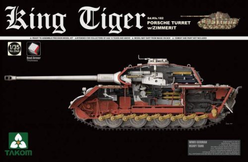 Takom 1:35 King Tiger Sd.Kfz.182 Porsche Gun Turrett with Zimmerit