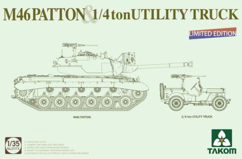 Takom 1:35 US Medium Tank M46 Patton & 1/4 ton Utility Truck