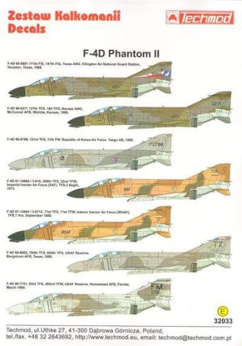 Techmod McDonnell F-4D Phantom 1:32 matrica szett TM32033