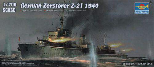 Trumpeter 1:700 German Zerstörer Z-21 1940