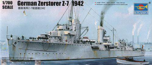Trumpeter 1:700 German Zerstörer Z-7, 1942