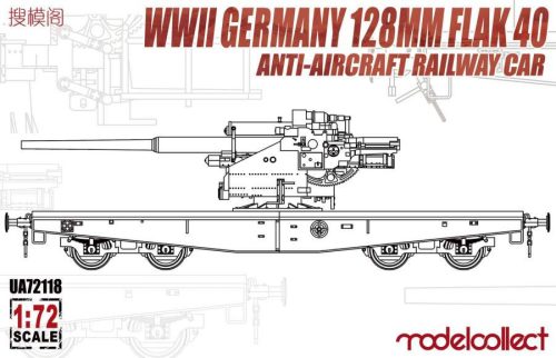 Modelcollect 1:72 WWII Germany 128mm Flak 40 Anti-Aircraft Railway Car