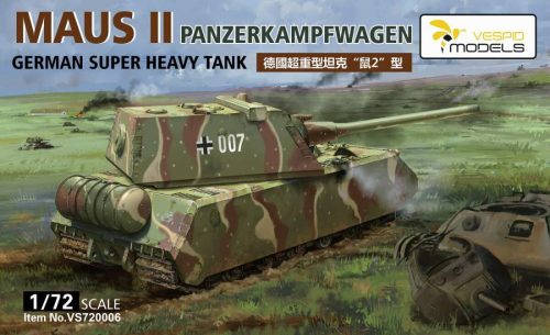 Vespid Models VS720006 1:72 Panzerkampfwagen‘Maus II’ German Super Heavy Tank Metal barrel 