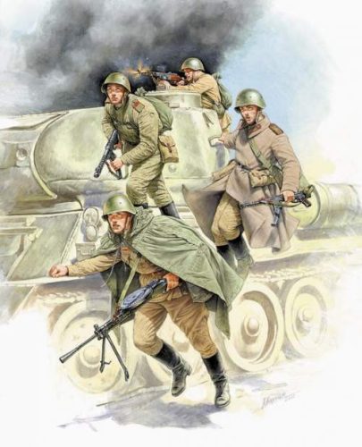 Zvezda 1:35 Soviet Tank Infantry (II. vh.) 3544 figura makett