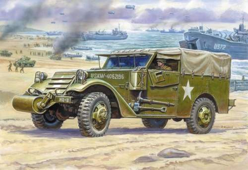 Zvezda 1:35 M3 Armored Scout Car with Canvas 3581 harcjármű makett