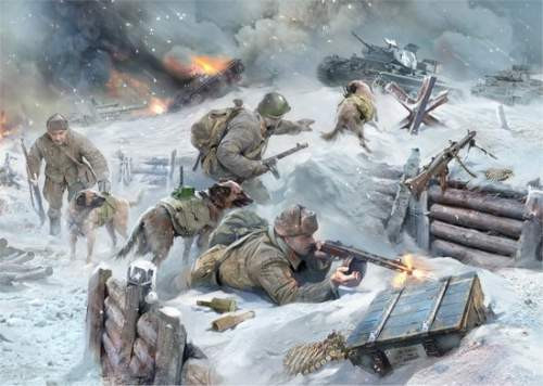 Zvezda 1:35 Soviet Tank Hunters with dogs 3611 figura makett