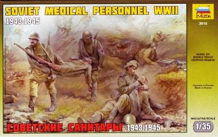 Zvezda 1:35 Military Soviet Medical Personnel WWII 3618 figura makett