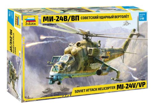 Zvezda 1:48 Soviet Attack Helicopter MI-24V/VP helikopter makett