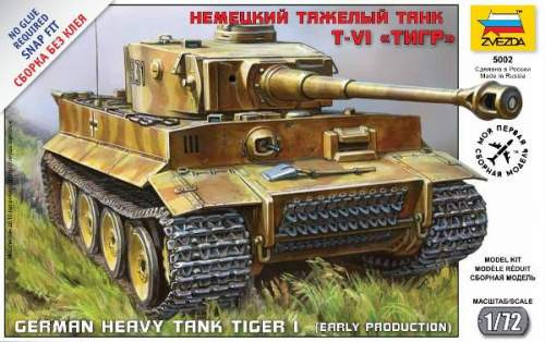 Zvezda 1:72 Tiger I German Tank 5002 harcjármű makett