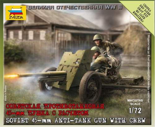 Zvezda 1:72 Soviet Gun 45mm (Military small set) 6112 figura makett