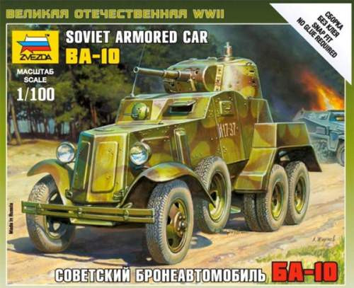 Zvezda 1:100 Soviet Armored Car BA-10 6149 harcjármű makett