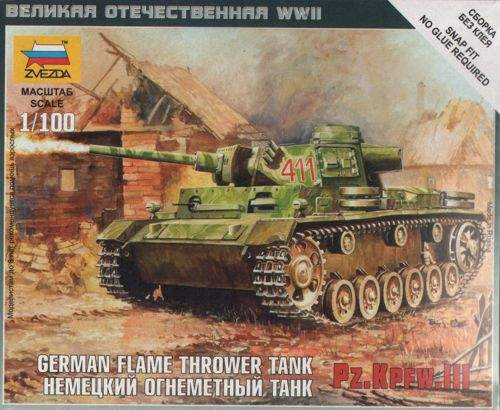 Zvezda 1:100 Panzer III Flamethrower Tank 6162 harcjármű makett