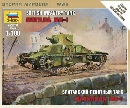 Zvezda 1:100 British Light Tank 'Matilda' MK 6191 harcjármű makett