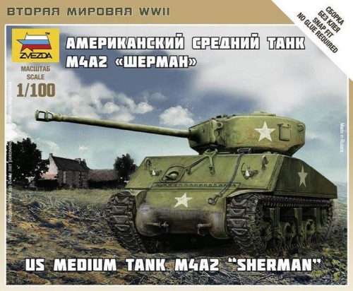 Zvezda 1:100 Sherman M4 1/100 Military small sets harcjármű makett 