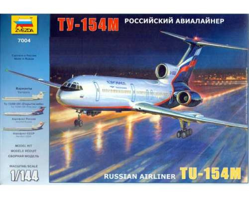 Zvezda 1:144 Tupolev Tu-154M Russian Airliner 7004 repülő makett