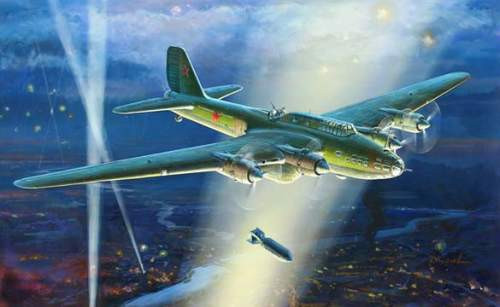 Zvezda 1:72 Soviet Bomber TB-7 7291 repülő makett